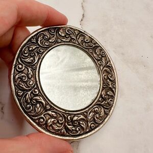 Vintage Silvertone Decorative Pocket Mirror